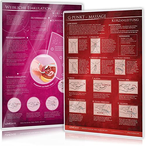 [2er Set] G-Punkt-Massage und Weibliche Ejakulation: Ideal für die erotische Massage [2 Karten DIN A4 - 2seitig, laminiert]