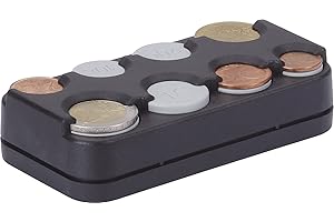 Euro Coin Tray, 8 Coin Compartments Holder, Black