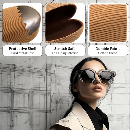 Image of MyEyeglassCase Large Hard Sunglasses Case | fits Large curved Sunglasses, with microfiber bag and cleaning cloth