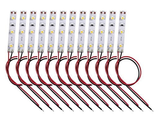 HUAZIZ 12 Pezzi Precablato Bianco Caldo Striscia Led 2835 SMD 3- LED Luce Autoadesiva 12 V ~ 18 V 20 CM per il modello treno layout led per modellismo