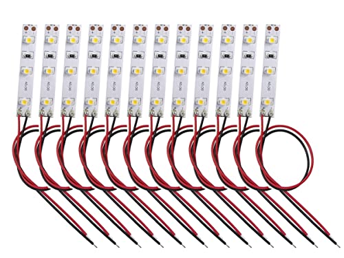 HUAZIZ 12 Piezas-2835-Precableado Tira de LED Blanco Cálido Autoadhesiva 12V~18V 10-15CM 3-LED Hausbeleuchtung