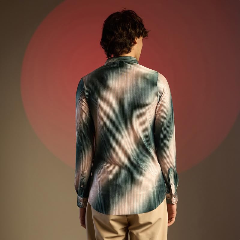 Image of CAHOOT Men's Foliage Strokes Shirt for Casual Wear | Spread Collar | Long Sleeve | Button Closure | Shirt Crafted with Comfort Fit for Everyday Wear