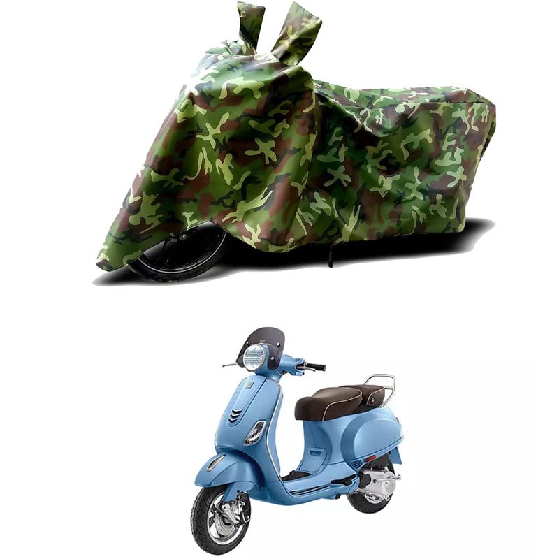 Image of 100% Water Resistant Bike Scooty Two Wheeler Body Cover Compatible for Vespa Elegante 150 /UV-Rays /Heat Protection /Birds Dropping /Scratchproof /Dust Proof /Waterproof /All Varient[Green MJ]