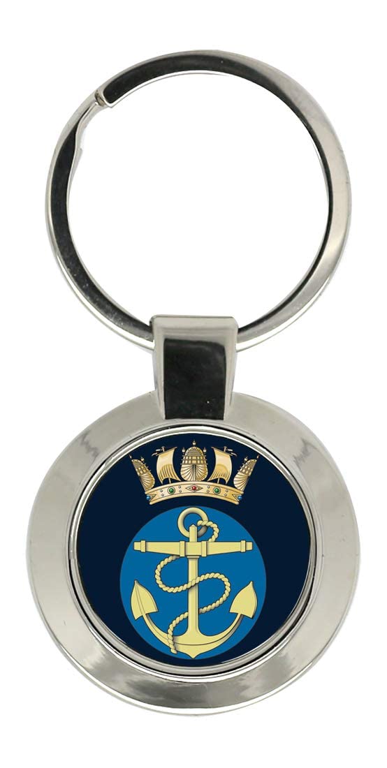 Giftshop Uk Unisex Silver Coloured Metal Royal Navy Fouled Anchor And Crown Key Ring