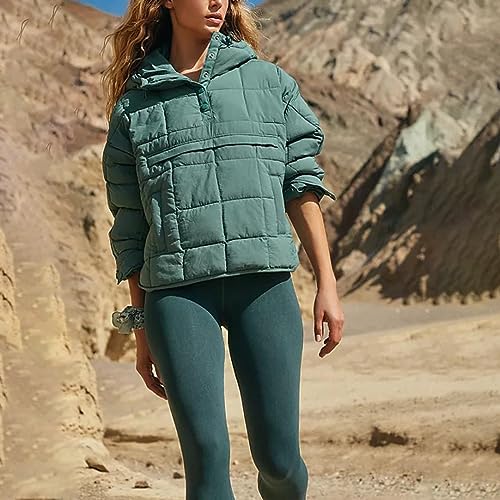 Basysin Pullover Puffer Bomber Jacket Quilted Jackets for Women Lightweight Long Sleeve Button Down Warm Coat with Pockets2