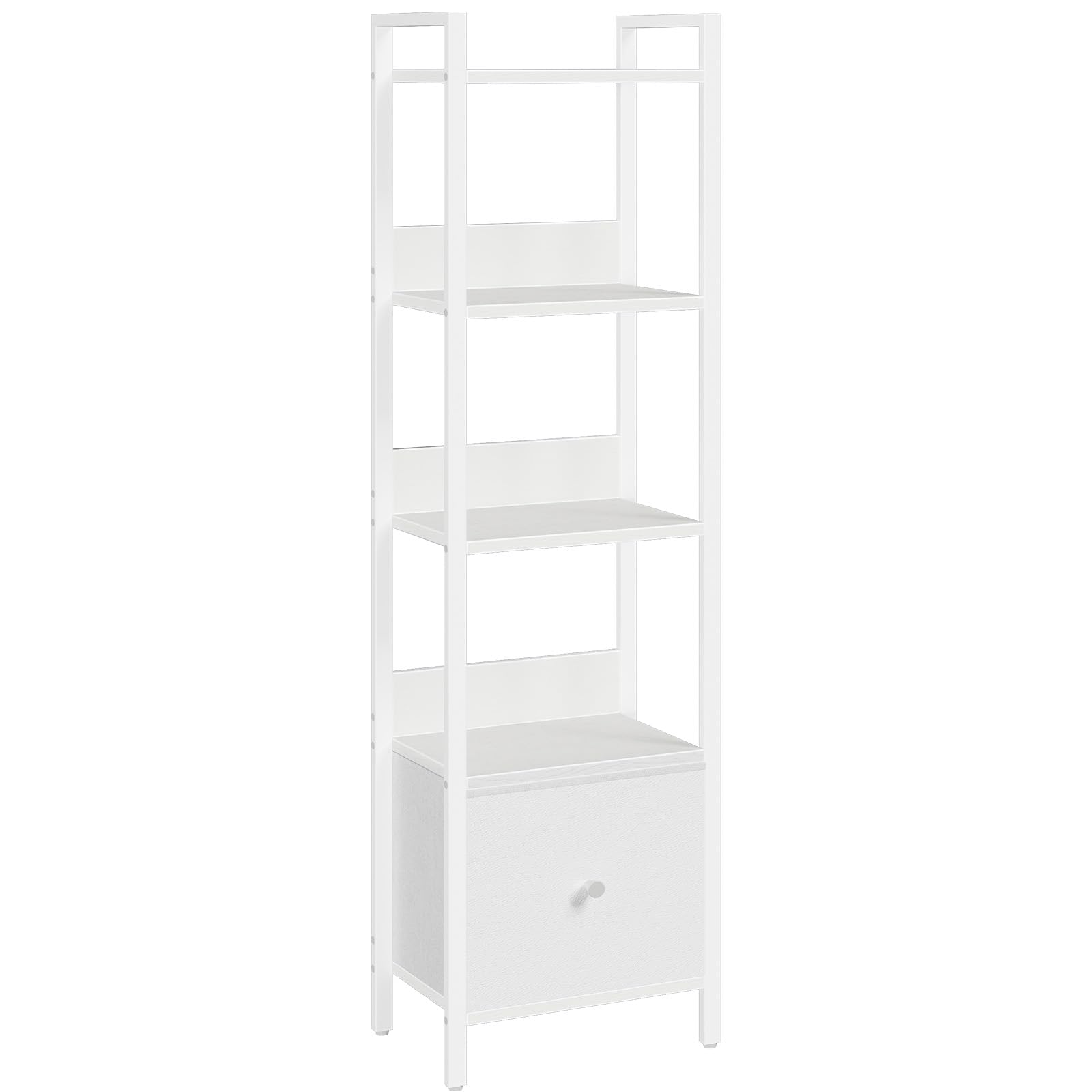 MAHANCRIS Bookshelf, 5-Tier Bookcase with Removable Drawer, Freestanding Book Shelf for Small Space, Storage Shelf Organizer, for Living Room, Bedroom, Study, Kitchen, White ABKWT55101