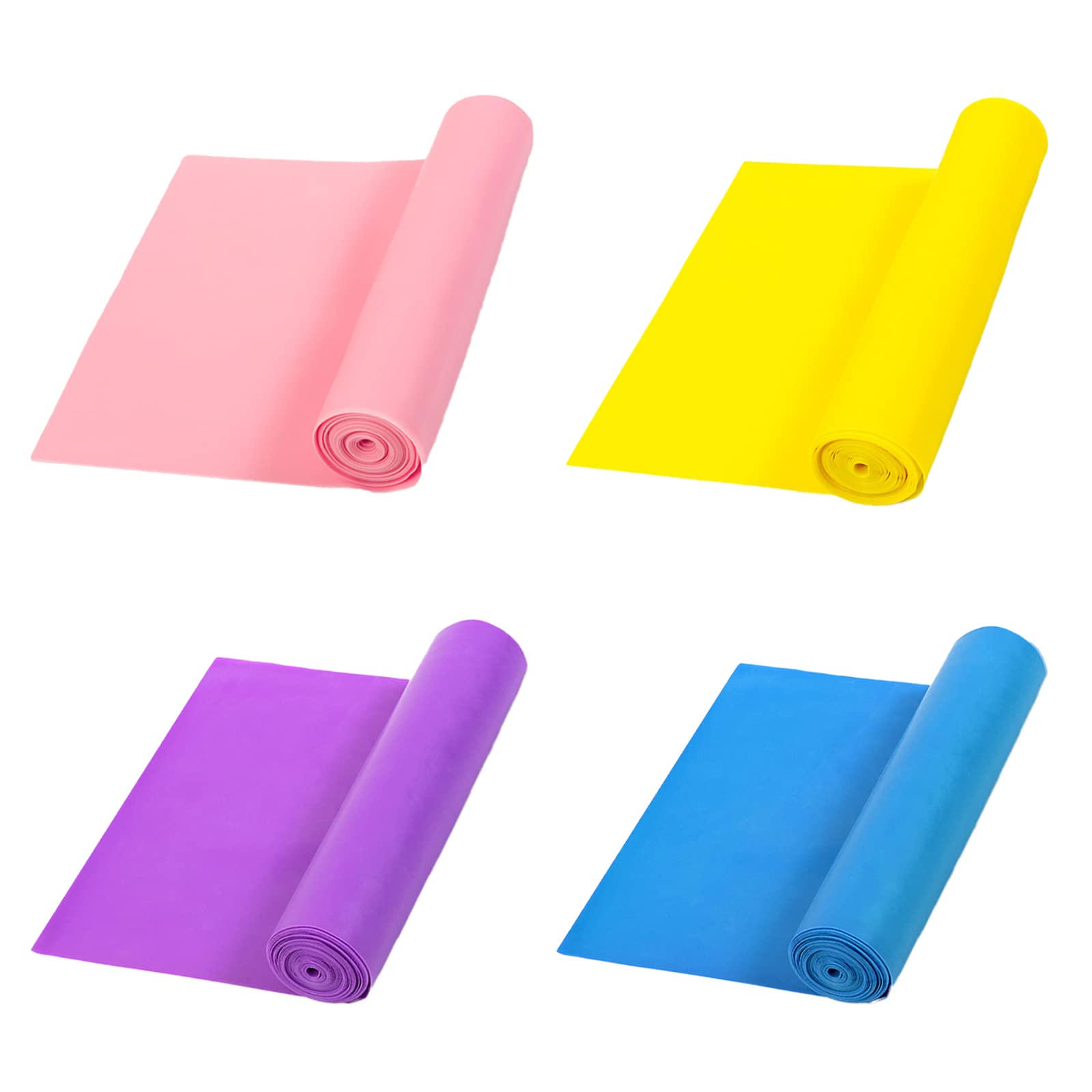 4 Pezzi Elastici Fitness Bande, Fascia Yoga Fitness, Fascia di Allenamento Elastica per Uomo e Donna, Elastica Esercizi Ideale per Terapia Fisica, Yoga, Pilates