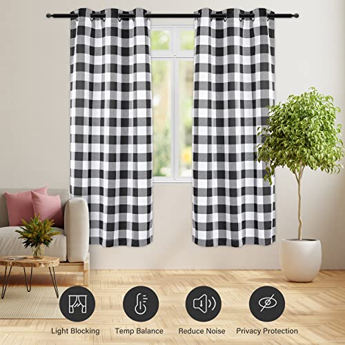 Simple Deluxe Buffalo Check Blackout Curtains Panels for Living Room Bedroom Farmhouse Courtyard Style Room Darkening Thermal Insulated Plaid Grommet Curtain - Image 2
