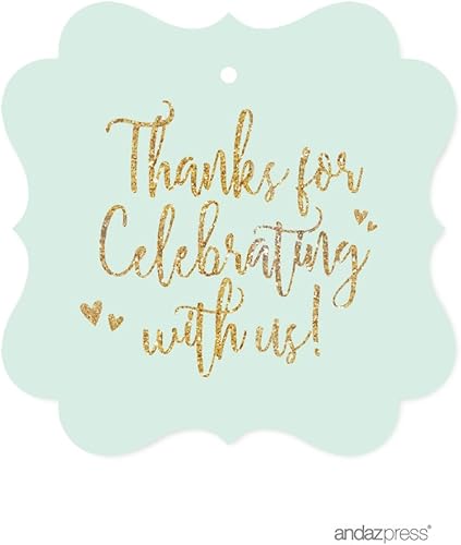 Miniatura 5 de Andaz Press Colección de boda con estampado de purpurina dorada verde menta, tarjetas de juego para despedida de soltera, paquete de 20