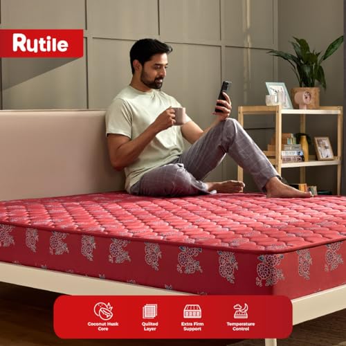 Image of Kurlon Rutile Mattress | Natural Coir Mattress | Breathable | Medium Firm Support | Natural Cooling | PU Quilted | Durable | King Size | 75x72x5 | 5 Yrs Warranty