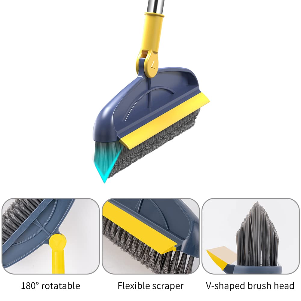 Spazzola Per Pavimenti 2 In 1 Con Tergipavimento - Manico Regolabile, Setole Rigide, Per Balconi, Garage E Piastrelle - Foto 8
