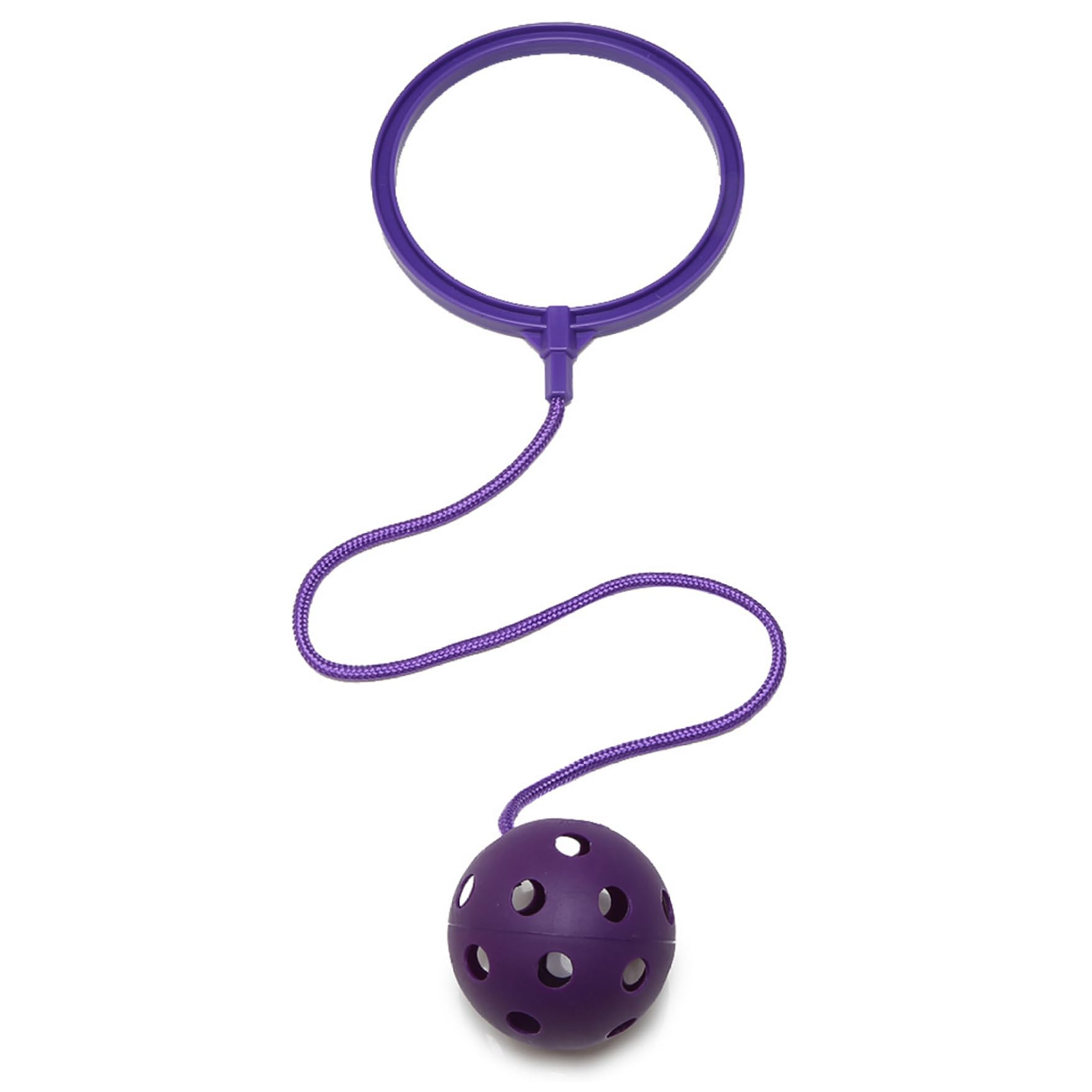 Grtheenumb Skip Ball for Kids, Ankle Skip Ball, for Kids - Soft Purple Perforated Fitness Toy with Frosted Rope Ring for Safe Active Play