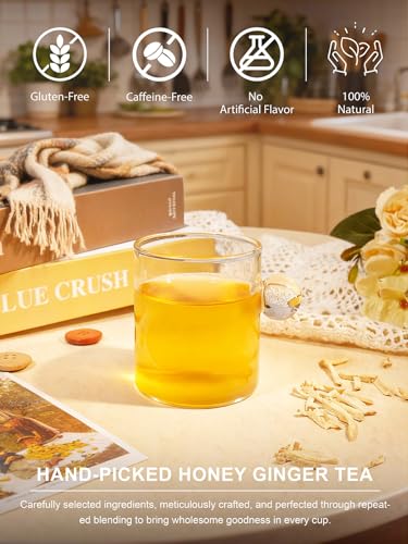 Image of TeeLux Honey Ginger Tea Bags, Smooth & Spicy, Caffeine Free, 100 Count | Warm Ginger Blend with Fennel, Rooibos & Rosehips, Sugar Free, Enjoy Hot or Iced