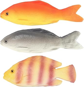 ZISHAN 3PCS Fish Models, Educational Fish, Marine Learning and Desktop Decoration, Realistic Fish Models in Yellow, Grey and Striped Colours