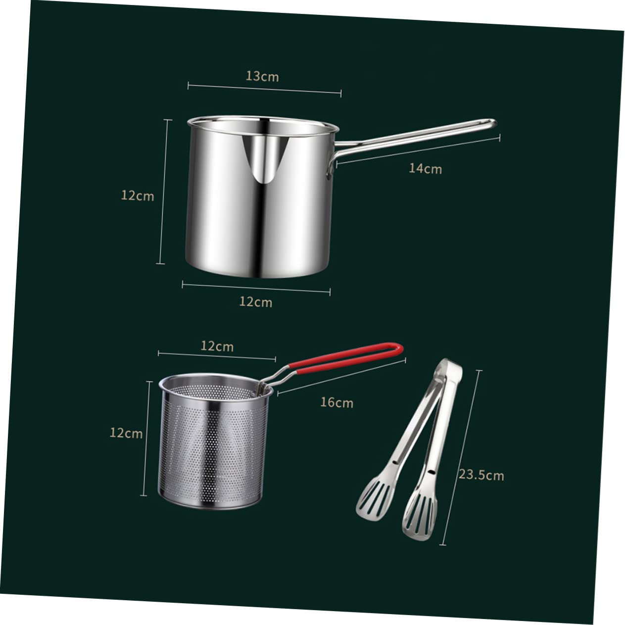 Cabilock 1Set Stainless Steel Deep Fry Pot with Handle Strainer Basket Non Stick Frying Pan for Home Cooking Ergonomic Design for Easy Use for Frying Seafood French