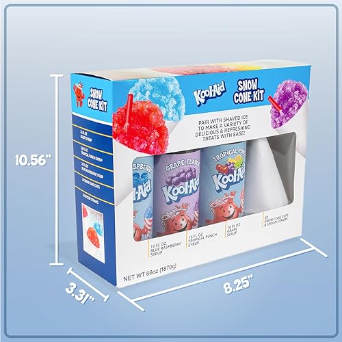image for Nostalgia Kool-Aid Snow Cone Syrup Party Kit, Shaved Ice, Comes With S