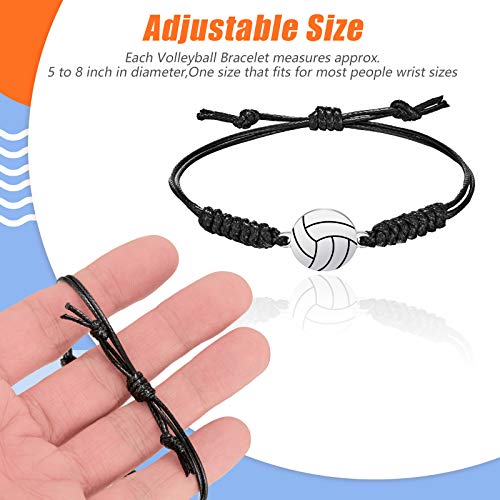 Hicarer 12 Pieces Volleyball Charm Bracelets Adjustable Woven Jewelry Volleyball Charm Bracelet Cord Braided Rope for Female Team Players2