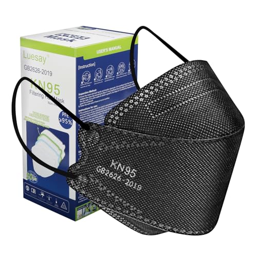 Image of kn95 Face Masks 50 Pack, Breathable Comfortable and Disposable KN95 Mask, Black