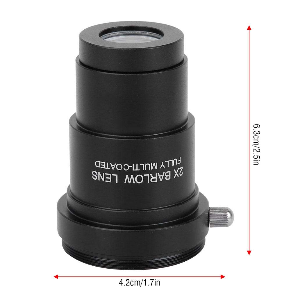 VBESTLIFE Lentille Barlow 2 x 1,25 Pouces, lentille Barlow avec Interface de Filetage M42x0,75 pour oculaires de télescope astronomique de 1,25 "