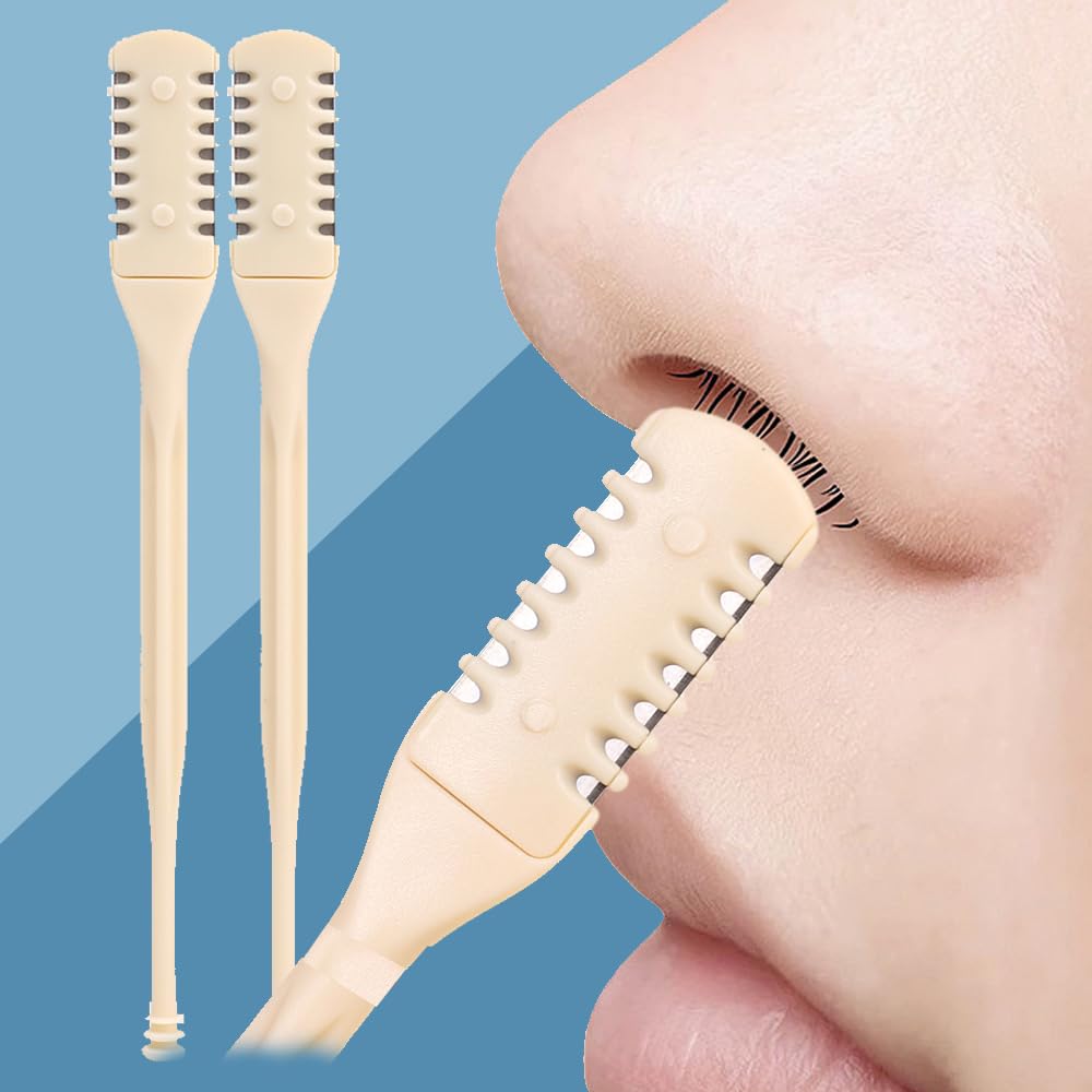 2pcs Pack Comb Teeth Nose and Ear Hair Trimmers 360 Rotating Safe and Easy Nose Hair Trimmer for