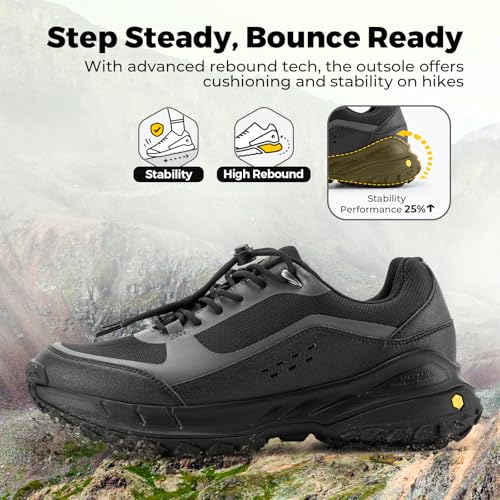 FitVille Mens Extra Wide Fit Walking Trainers, Hiking Shoes Lightweight Casual Non-Slip Sneakers for Outdoor Trekking Camping Climbing, Black, 13 UK X-Wide - Image 7