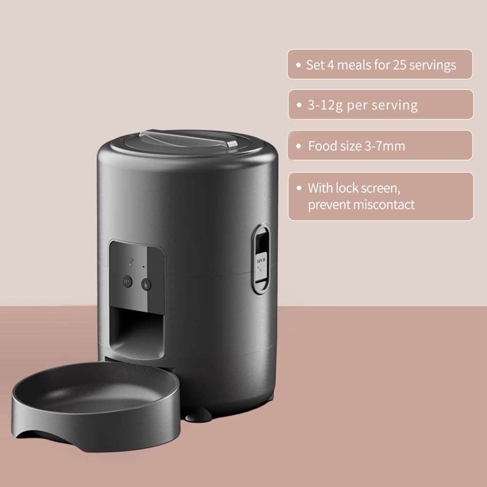 Malloy 2L Automatic Smart WiFi Pulsante Cat Feeder Pet Food Dispenser per Secco per Gatti e Cani Distributore di Crocchette Ciotola per per Animali Domestici