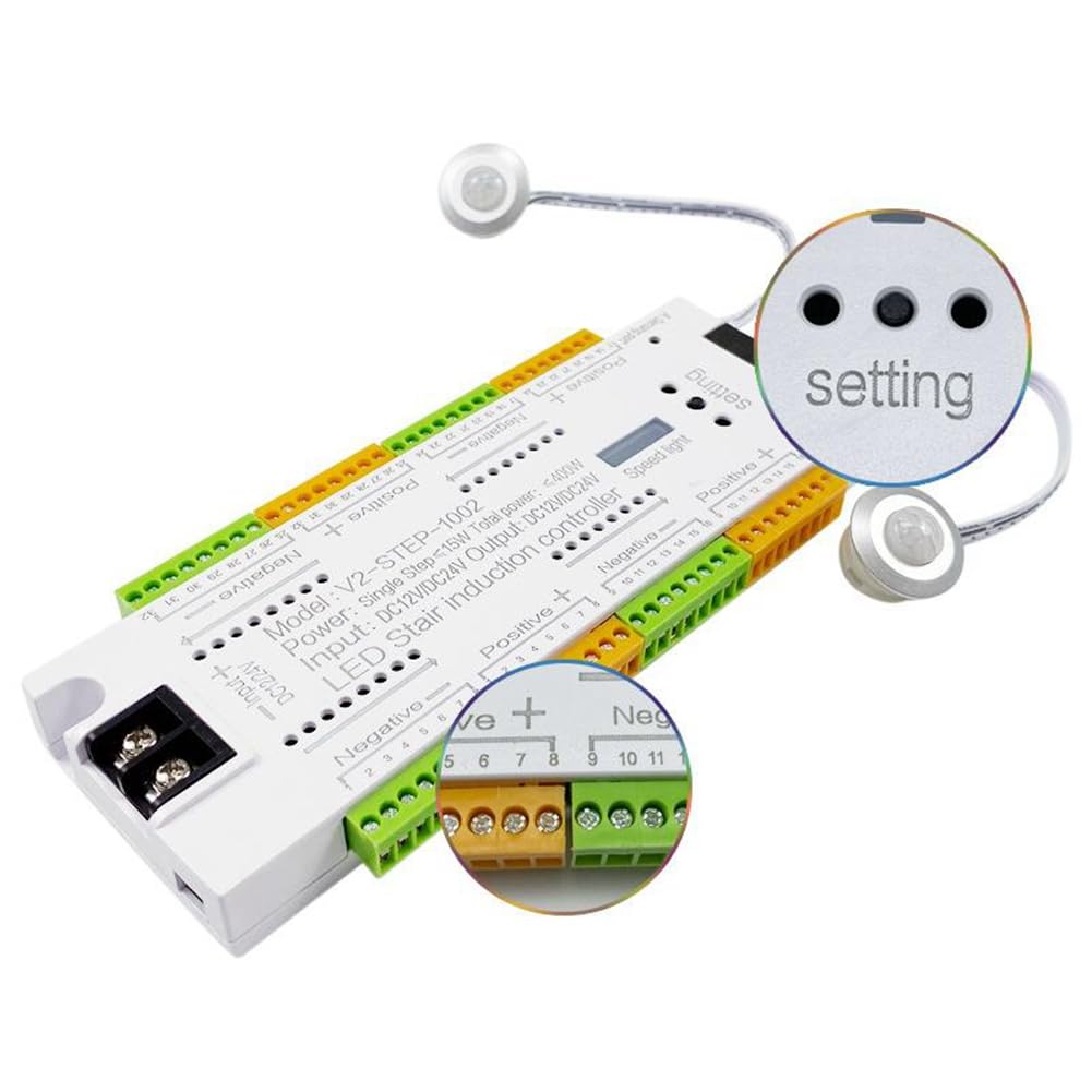 Kit Controller Luce Scale con Sensore di Movimento A LED per Illuminazione Scale Automatica A 32 Canali per Scale Striscia Flessibile 12V 24V