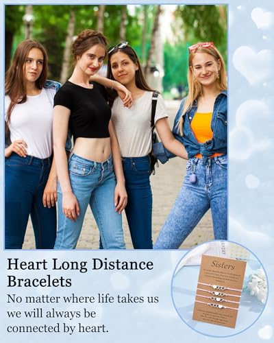 VGWON 2/3/4 Pcs Sisters Bracelet, Sisters Gifts from Sister, Matching Heart Long Distance Bracelets, Gift for Birthday Thanksgiving Christmas3