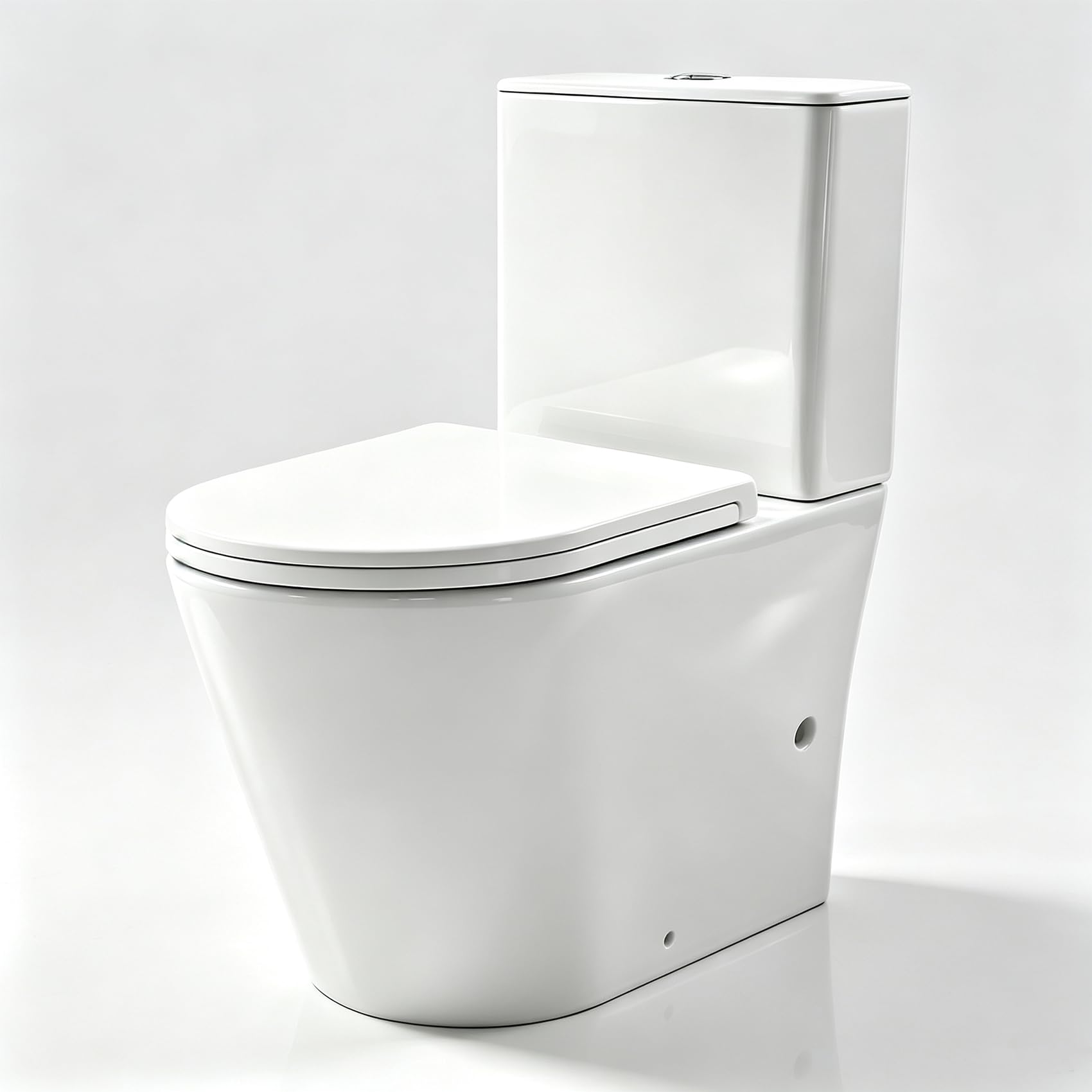 Einteiliges bodenstehendes WC mit Spülkasten – randloses Leichtreinigungskeramik mit Nanoglasur, leistungsstarkes Wirbelspülsystem, Soft-Close-WC-Deckel, für Wand- oder Bodenablauf, Maße 60×35.5×60 cm