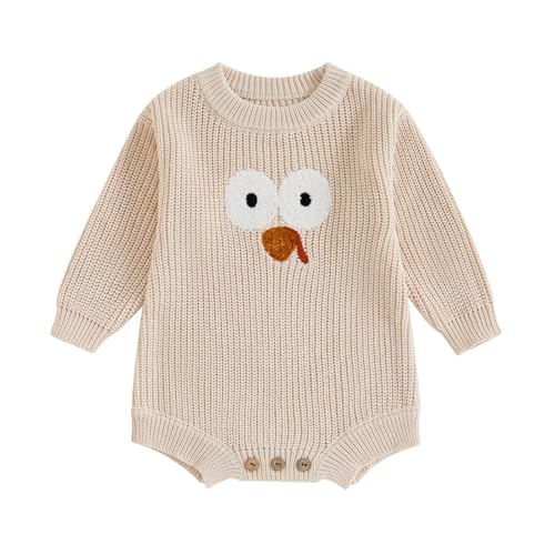 Image of Newborn Baby Girl Boy Sweater Knit Oversized Pullover Sweatshirt Romper