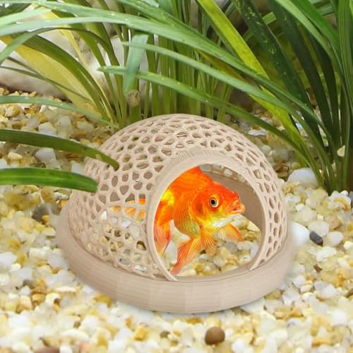 Generisch Betta Höhle Lounge | Aquarium Deko Versteck & Hängematte, Durchschwimm-Tunnel Für Betta, Kleine Fische, – Aquariendeko Mit Pflanzenhalter (Schwarz, Mittel)