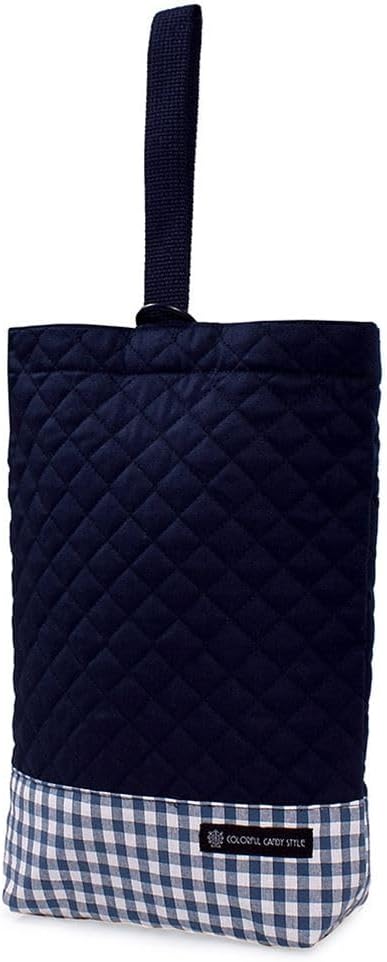 COLORFUL CANDY STYLE Kids Shoes case Put Slippers, Slipper Bag Quilting Type Checking Large, Dark Blue, Dark Blue x Ox Made in Japan N3250200 Handmade Sense (Japan Import)