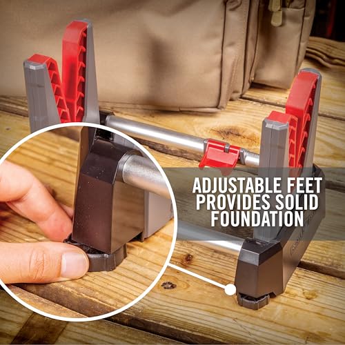 Real Avid Speed Stand | Collapsible Design, Adjustable 10" - 16" Stand for Cleaning & Maintenance | Compact, Portable Range Stand | Lightweight Vise Perfect for Hunting Rifles & Shotguns,Red2