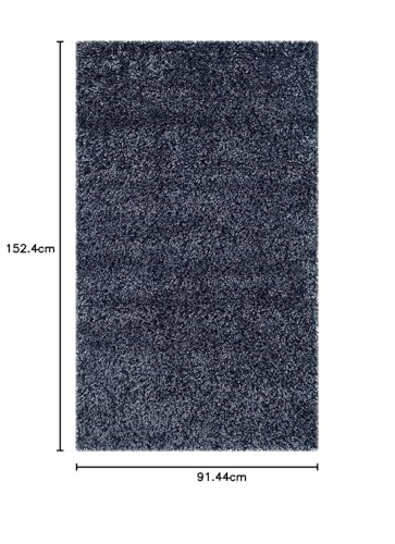 Image of Shaggy Carpet for Home 6X8 FEET Ultra-Soft, Thick, and Stylish Shag Texture Ideal for Living Room, Bedroom, or Office - Easy to Clean and Perfect (Dark-Blue,)
