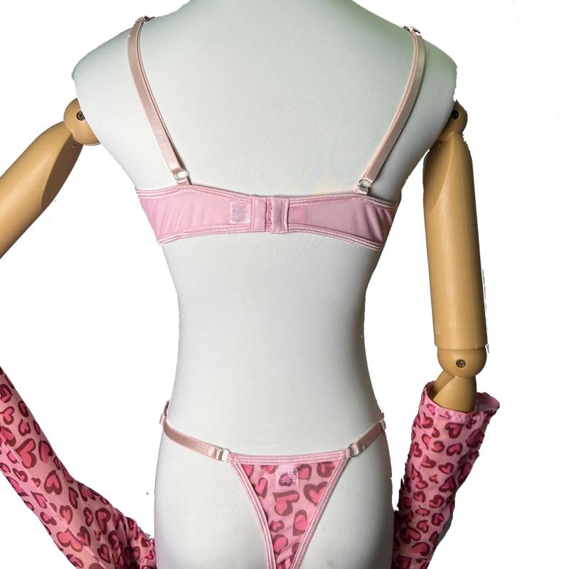 Women's Two Piece Love Loop Lingerie Leopard Print Cheeky Bikini Sets Sexy Halter Ring Triangle String4