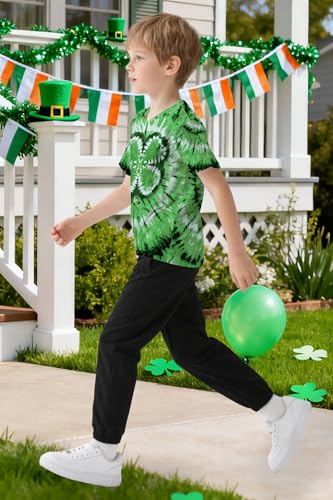 Image of TMSD Unisex Kids St.Patrick's Day T-Shirt Short Sleeve Crew Neck Clover Shamrock Tee 4-14 Years