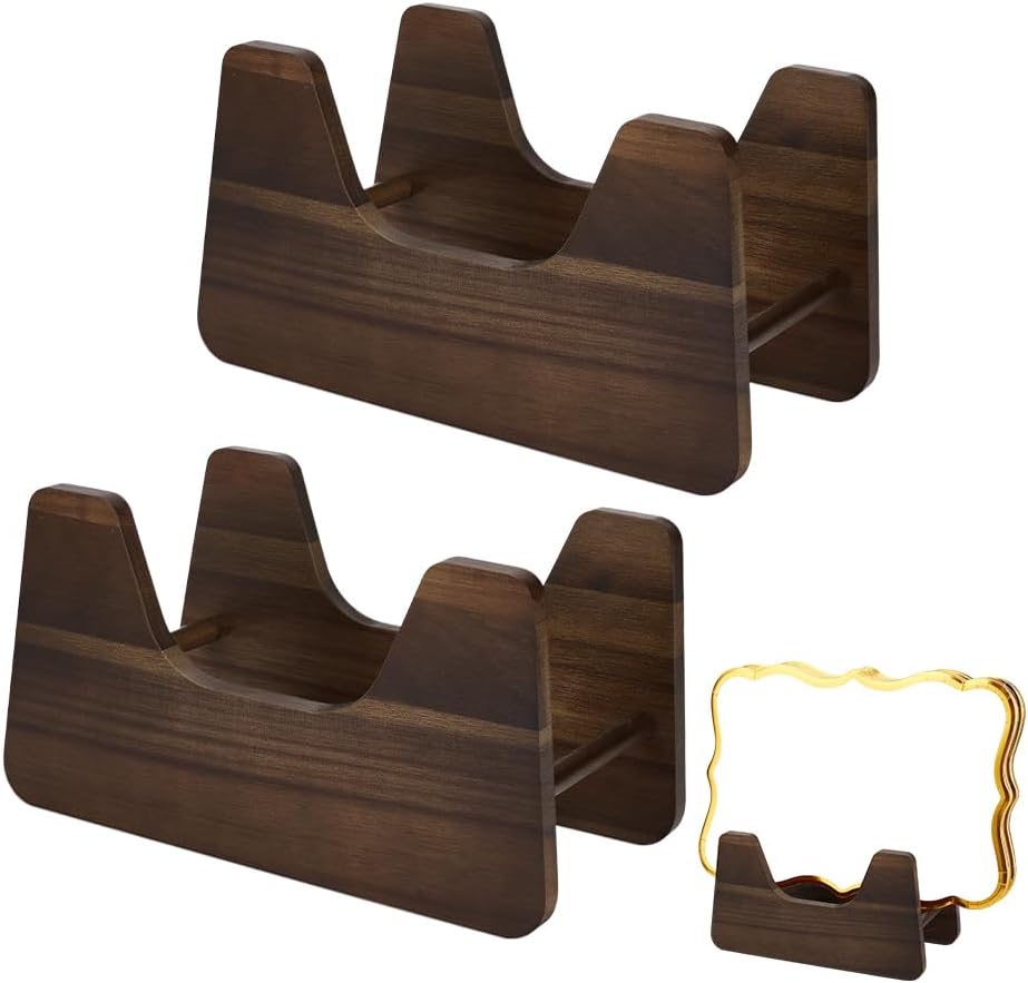 UNICRAFTALE 2 Set Paper Plates Holder Paper Plate Dispenser Wood Foam Plate Storage Organizer Countertop Plate Foam Picnic Utensil Organizer for RV Cabinet Outdoor Coffee 8.8x4.8x4.8 Inch