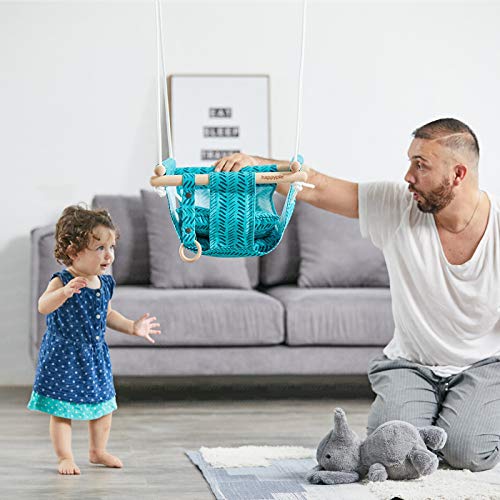HAPPY PIE PLAY&ADVENTURE Secure Canvas Hanging Swing Seat Indoor Outdoor Hammock Toy for Toddler (Bright Green) - Thumbnail 2