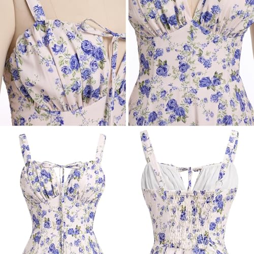 Image of GOLDSTITCH Women's Floral Midi Corset Dress Boho Flowy Slit Dresses for Women Going Out A Line Casual Sundress