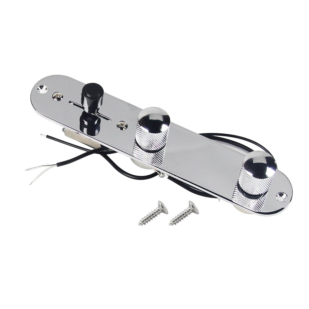 FLEOR 3 Way TL Prewired Switch Control Plate Set including Wiring Harness Knobs for TL TE Guitar Chrome