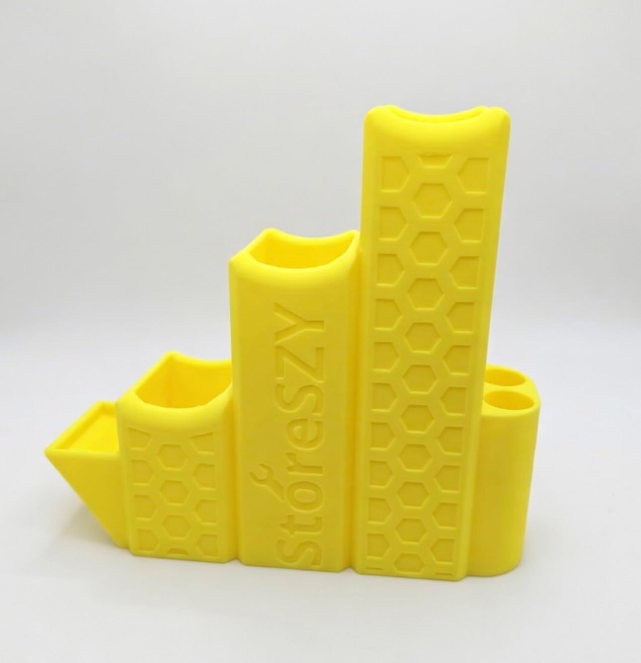 ZipStation Pro Zip Tie Organizer – 3 Tier Holder with Cutter Slot & Pen Storage – Magnetic Toolbox Organizer (Yellow)