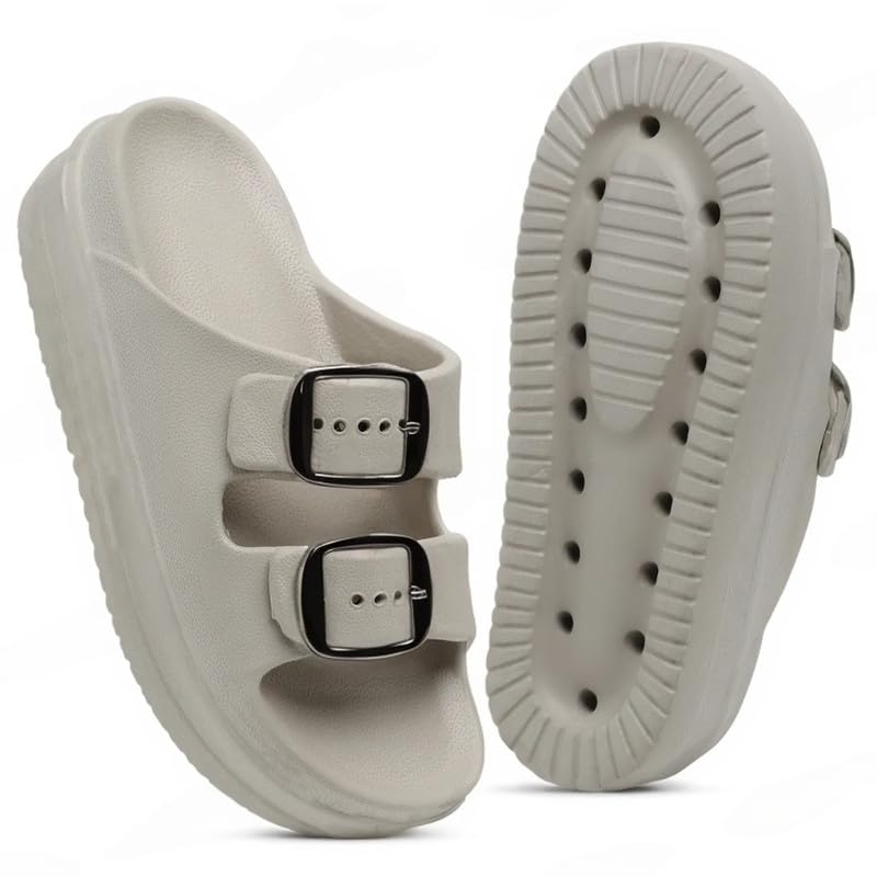 Image of Women Summer Flip Flop Slippers Casual Pillow EVA Anti-Slip Sole Slide Slipper Double Strap Sandals for Women's & Girls Rubber Flats