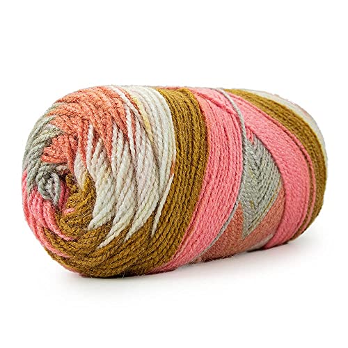 Image of Ganga Acrowools Spectrum Supersoft Knitting & Crochet Yarn | 100% Acrylic Wool Ball. Self patern Soft Hand Knitting Fancy Yarn to unleash creativity, perfect for Art & Craft, babywear, baby blanket, sweaters, ponchos, mufflers, socks, caps; threads works best with crochet hook needle; Avialable in multicolor (Pack of 1 ball = 100 grams).:; - (Pink Brown - STP004)