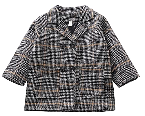 Image of Aivtalk Toddler Boy Kids Dress Coat Wool Blend Classic Trench Coat for Little Kids Double Breasted Winter Pea Coat Outwear