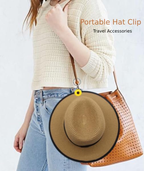 Sunflower Hat Clip for Travel on Bag, Hat Holder Travel Accessories for Women Hat Clip for Hanging Sun Hats,Sunglasses,Car Keys-Gifts for Daughters Mom Wife Girlfriend2
