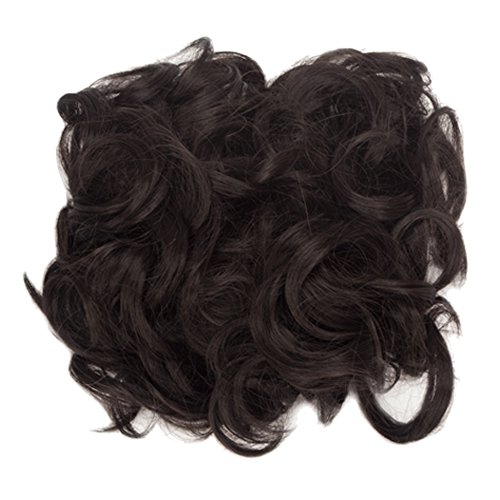 Hair Bun Extensions Wavy Curly Messy Donut Chignons Hair Piece Wig Hairpiece (Dark Brown-S2, onesize)