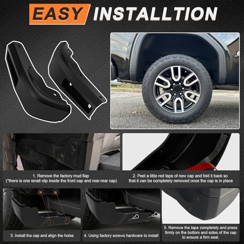 Image of Mud Flap Delete Compatible with 2019-2025 GMC Sierra 1500 Heavy Duty ABS Front and Rear Replacement Kit Increased Tire Clearance (Not fit AT4X AEV Models)