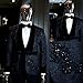 Homhous Men's Rhinestone Shawl Lapel Tuxedo Jacket, Single Breasted, Dual Vents, 2 Flap Pockets Black