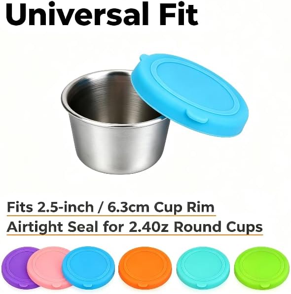 6 Leakproof Silicone Lids, 2.4oz Sauce Cup Covers for Meal Prep image 5