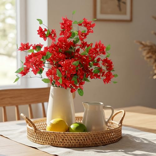Image of Decor & More 2 PCS Artificial Flowers Bunch - Realistic Silk Bougainvillea Long Stem Artificial Flower Bunch Without Pot | Artificial Flower for Decoration | (Without Pot)
